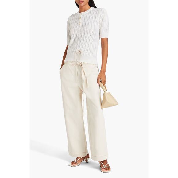 Derek Lam 10 Crosby Shea Pointelle-Knit Button Front Top - Picture 1 of 10